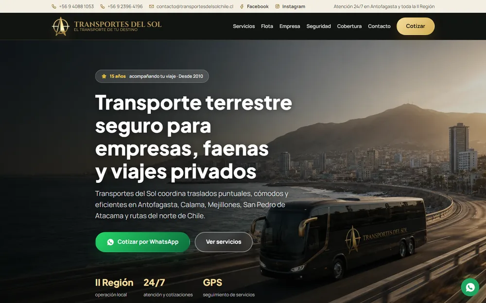 P&aacute;gina principal de Transportes del Sol